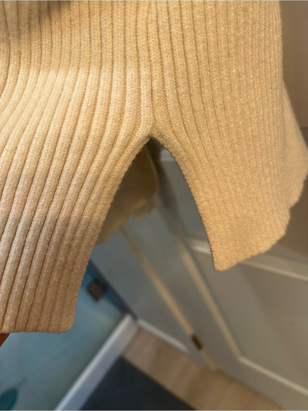 Amazon Cream Ribbed Mock-Neck Sweater - Picture 2 of 4